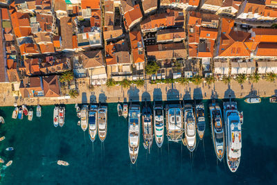 Aerial view of hvar town on hvar island, croatia