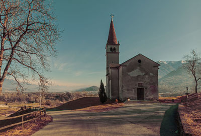 Low angle view of church against sky