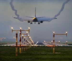 Airplane flying against sky