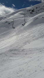 Scenic view of snow covered mountain against sky