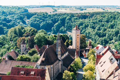 High angle view of buildings