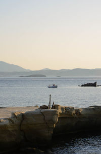 Scenic view of sea against clear sky