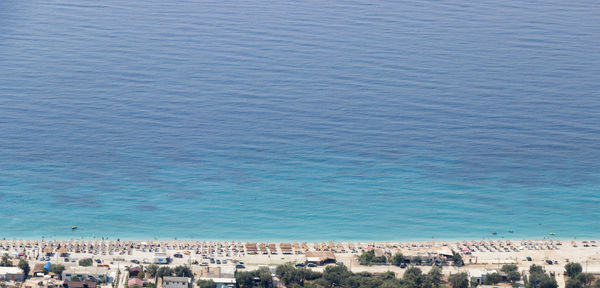 High angle view of people on beach