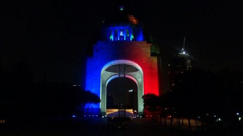 Illuminated building at night