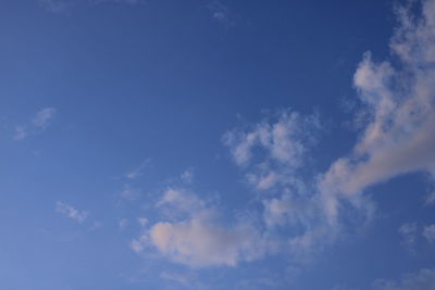 Low angle view of clouds in blue sky