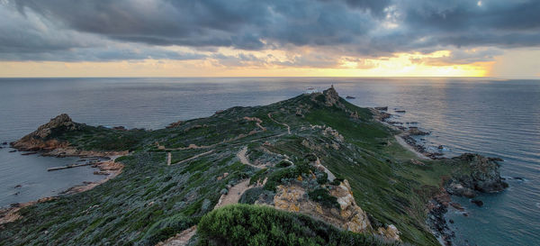 Scenic view of sea against sky during sunset