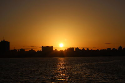 View of city at sunset