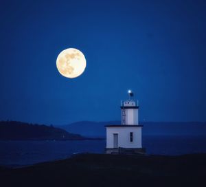 Scenic view of sea against sky at night