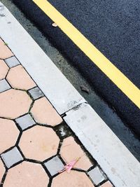 High angle view of zebra crossing on street