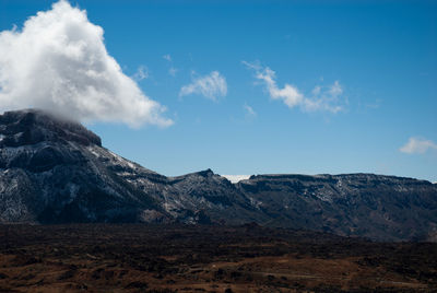 Scenic view of landscape and mountains against sky