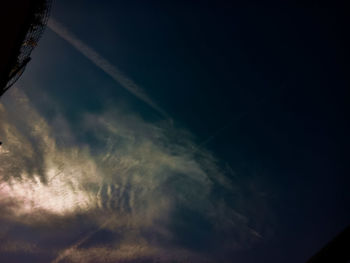 Low angle view of vapor trail in sky