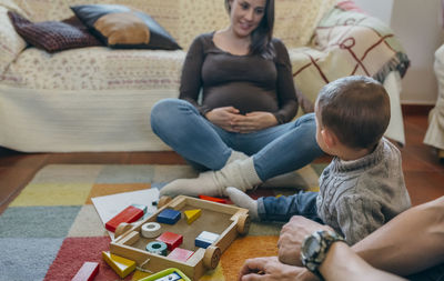 Children playing with toy at home