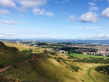 High angle view of townscape against sky
