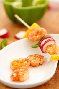 Close-up of food in plate on table