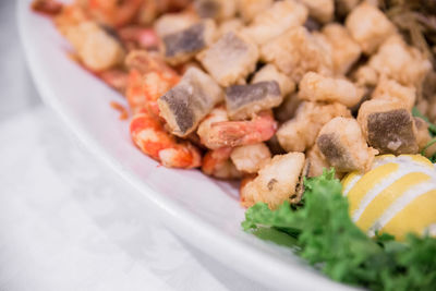 Close-up of served food in plate