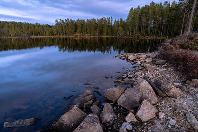 Scenic view of lake against sky