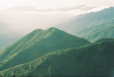 Scenic view of mountains against clear sky.
vietnam on kodak colorplus.