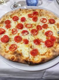 Close-up of pizza on table