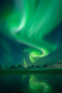 Scenic view of sea against sky at night