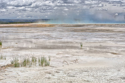 Scenic view of lake against sky