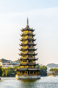 Sun and moon twin towers in guilin, guangxi province, china