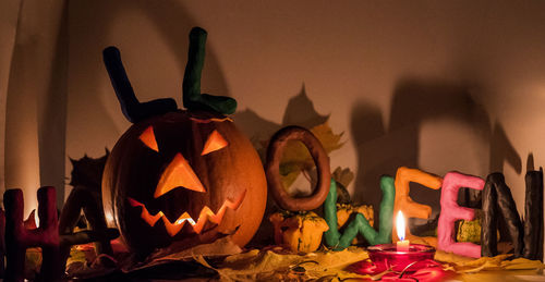 Close-up of pumpkin on table