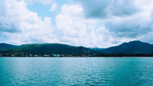 Scenic view of lake against sky