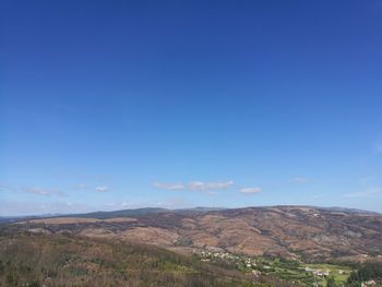 Scenic view of landscape against blue sky