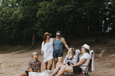 Happy friends relaxing together