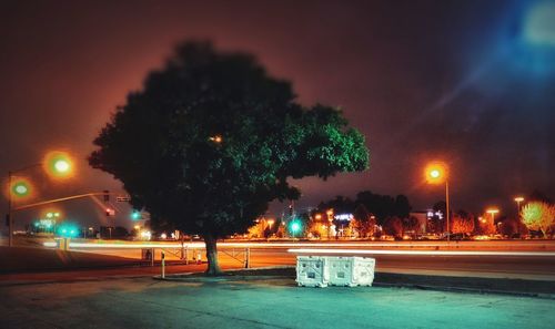 Illuminated street light at night