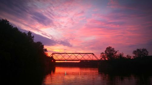 Scenic view of river at sunset