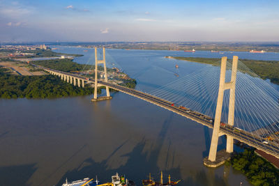 High angle view of bridge over river