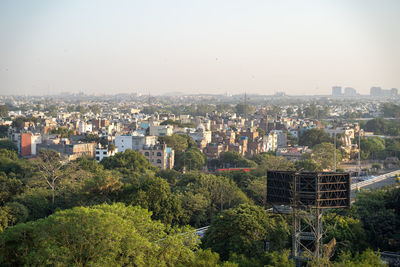 High angle view of townscape against sky