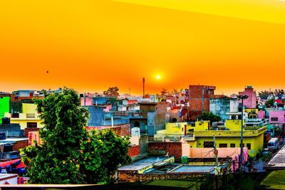 View of city at sunset