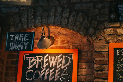 Information sign on brick wall