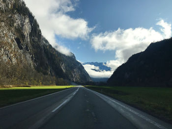 Surface level of road along countryside landscape