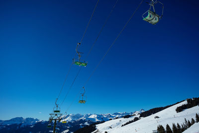 Scenic view of snowcapped mountains against clear sky