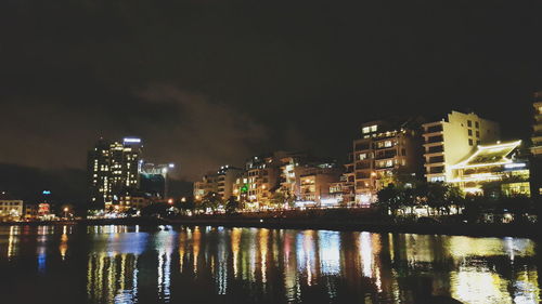 Illuminated city at night