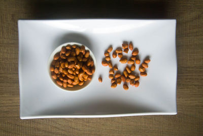 High angle view of dessert in plate on table