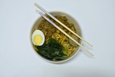 High angle view of food in bowl