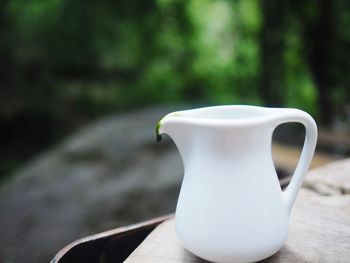 Close-up of tea cup on table