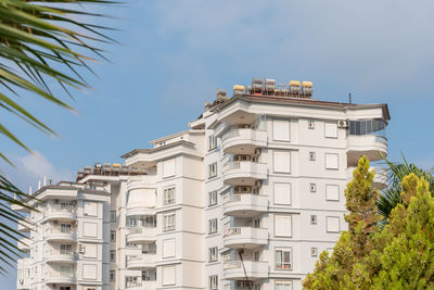 New modern residential building exterior against the sky. architecture of southern turkey.