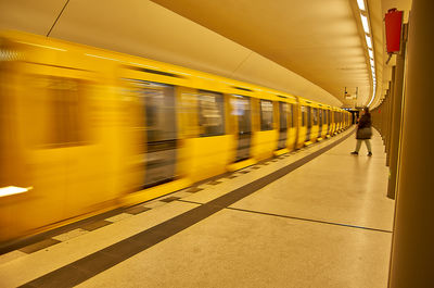 Blurred motion of train at subway