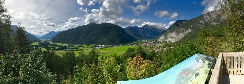 Panoramic view of mountains against sky