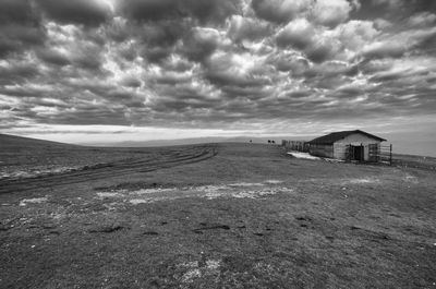 Scenic view of land against sky