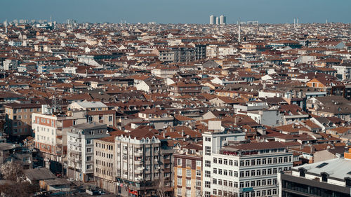 High angle view of townscape against sky