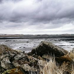 Scenic view of sea against cloudy sky