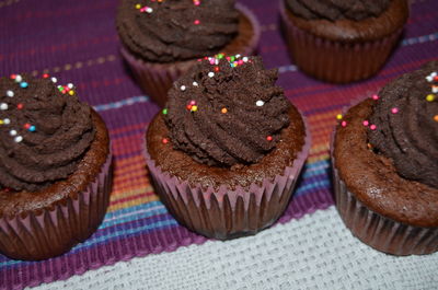 Close-up of cupcakes on table