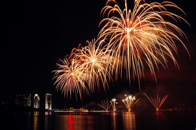 Fireworks display at night