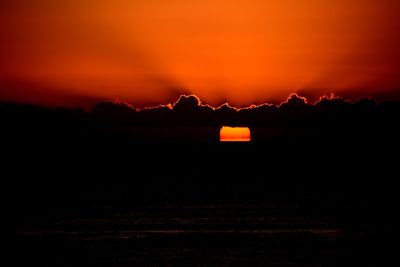 Silhouette mountains against sky during sunset